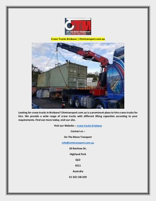 Crane Trucks Brisbane