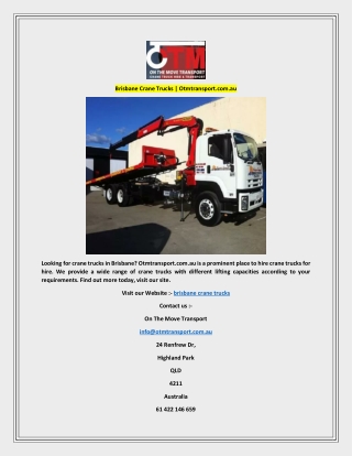 Brisbane Crane Trucks