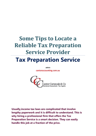 Some Tips to Locate a Reliable Tax Preparation Service Provider