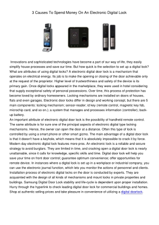 CausesToSpendMoneyOnAnElectronicDigitalLock