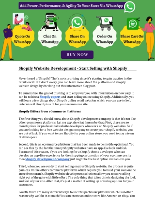 Shopify Website Development - Start Selling with Shopify