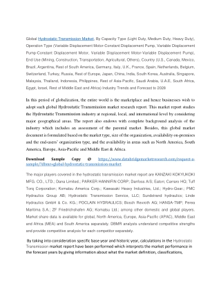 Hydrostatic Transmission Market Trends