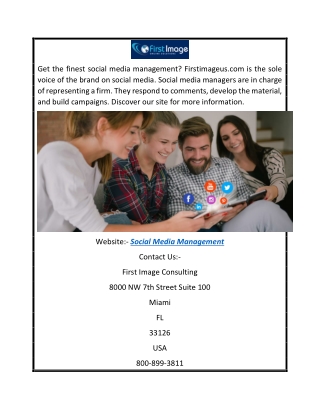 Want to get Social Media Management  Firstimageus.com