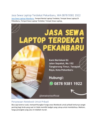 Jasa Sewa Laptop Terdekat Pekanbaru, WA 0878 9381 1922