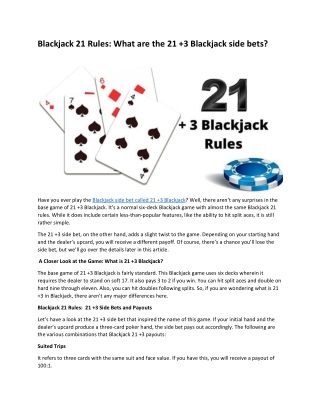 What are the 21  3 Blackjack side bets