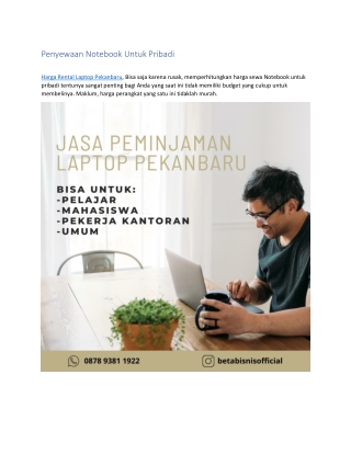 Jasa Peminjaman Laptop Pekanbaru, WA 0878 9381 1922