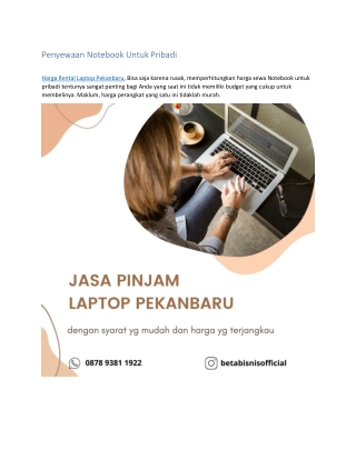 Jasa Pinjam Laptop Pekanbaru, WA 0878 9381 1922