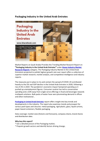 United Arab Emirates Packaging Industry Market Research Report