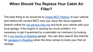 When Should You Replace Your Cabin Air Filter_