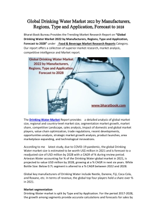 Global Drinking Water Market 2022 by Manufacturers