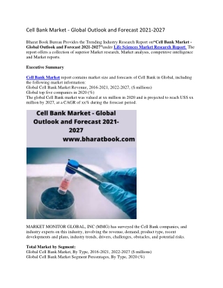 Cell Bank Market - Global Outlook and Forecast 2021-2027-converted