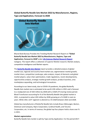 Global Butterfly Needle Sets Market Research Report 2022-2028