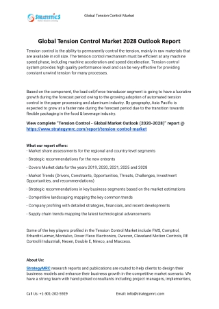 2021 Tension Control Industry Global Analysis Report
