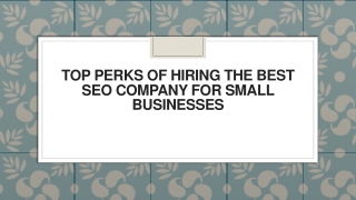 Top Perks of Hiring the Best SEO Company for Small Businesses