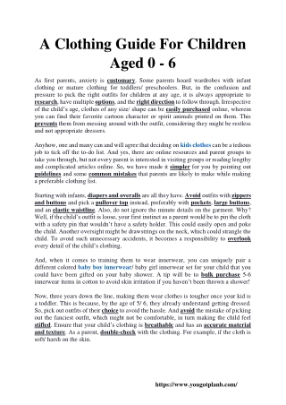 A Clothing Guide For Children Aged 0 - 6
