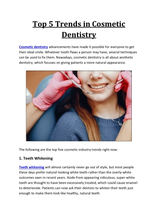 Top 5 Trends in Cosmetic Dentistry