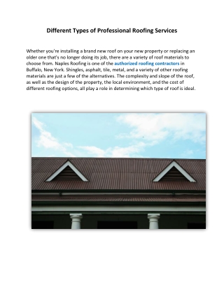 Different Types of Professional Roofing Services
