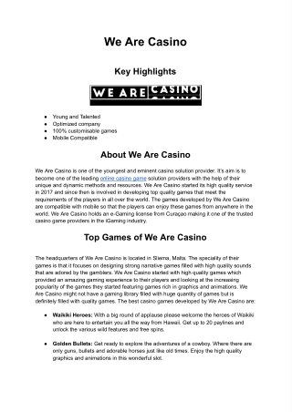 Casino Game Provider - We Are Casino