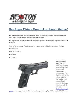 Buy Ruger Pistols