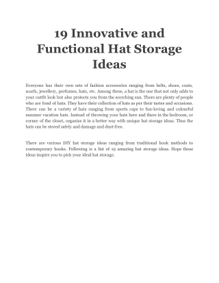 19 Innovative and Functional Hat Storage Ideas