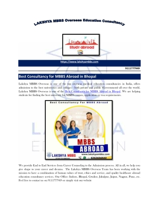 Study MBBS Abroad Consultant in Bhopal