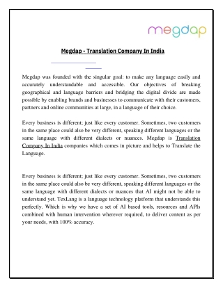 Megdap - Translation Company In India