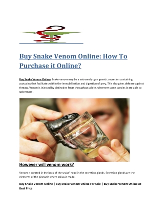 Buy Snake Venom Online