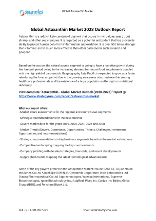 2021 Astaxanthin Industry Global Analysis Report