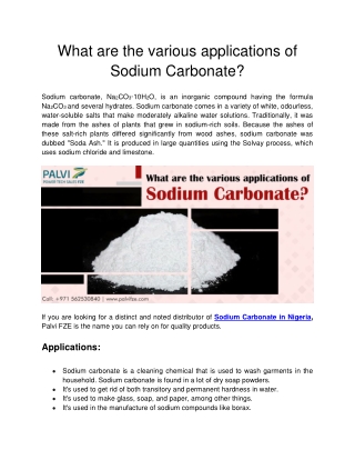 Palvi FZE - What are the various applications of Sodium Carbonate(1)-converted