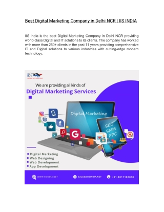 Best Digital Marketing Company in Delhi NCR | IIS INDIA