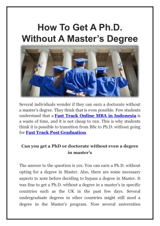 How do you get a Ph.D. if you do not have a master's degree