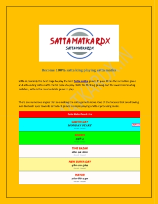 100% winner by playing satta matka game