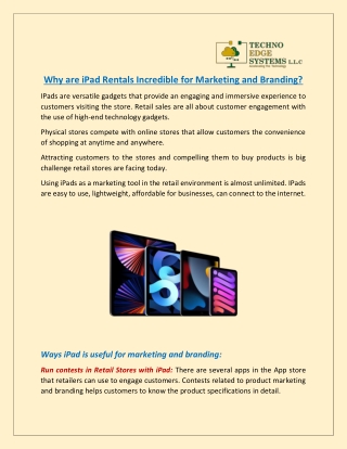 Why are iPad Rentals Incredible for Marketing and Branding?