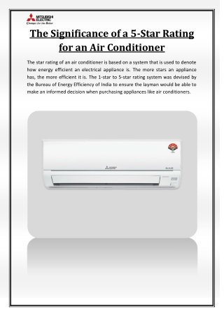 The Significance of a 5-Star Rating for an Air Conditioner