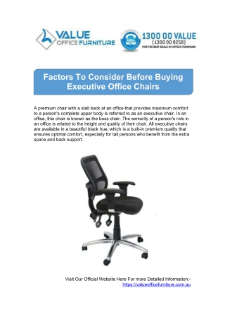 Factors To Consider Before Buying Executive Office Chairs - Value Office Furniture