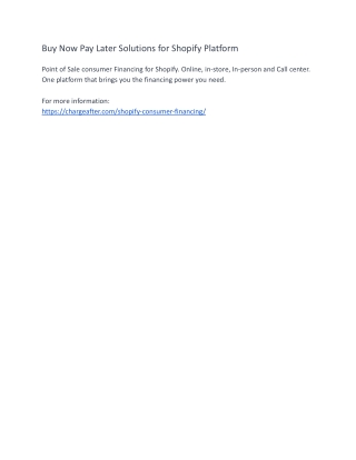 Buy Now Pay Later Solutions for Shopify Platform