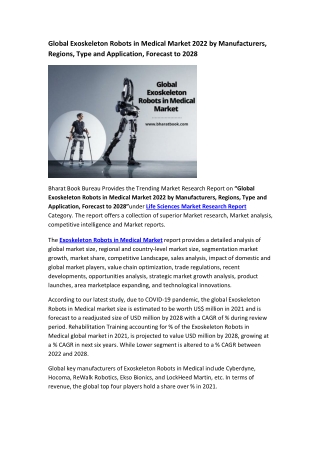 Global Exoskeleton Robots in Medical Market Research Report 2022-2028