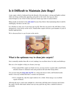 Is it Difficult to Maintain Jute Rugs.docx