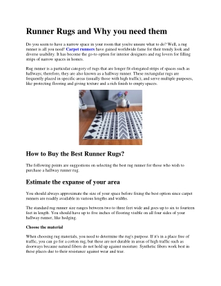 Runner Rugs and Why you need them