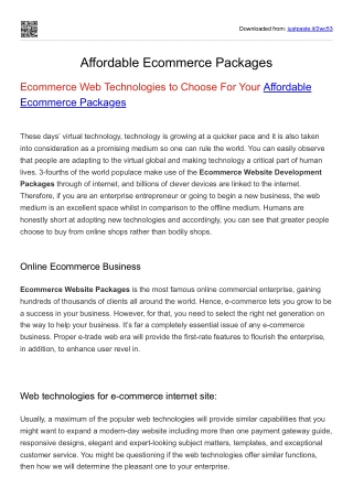 Affordable Ecommerce Packages