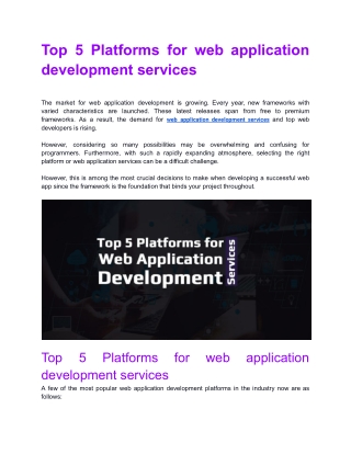 Top 5 Platforms for web application development services