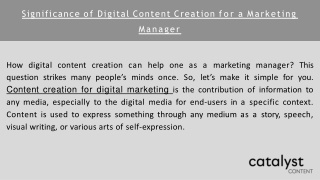 Significance of Digital Content Creation for a Marketing Manager