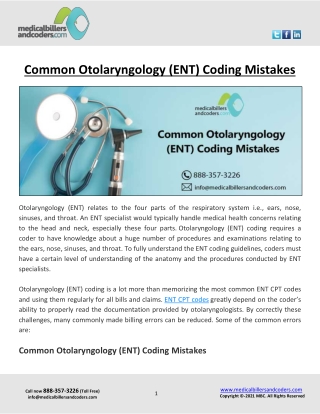 Common Otolaryngology (ENT) Coding Mistakes