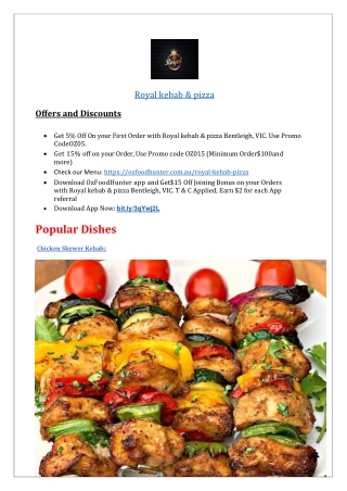 $5 off - Royal kebab & pizza Menu Bentleigh,VIC