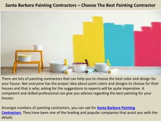 Santa Barbara Painting Contractors – Choose The Best Painting Contractor