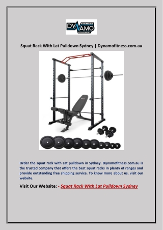 Squat Rack With Lat Pulldown Sydney | Dynamofitness.com.au