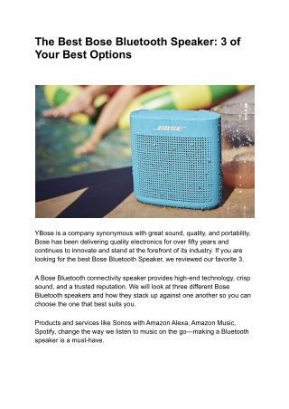 The Best Bose Bluetooth Speaker_ 3 of Your Best Options