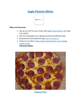 5% off - Eagle Pizzeria Restaurant Minto Menu NSW