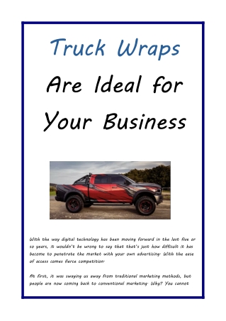 Truck Wraps Are Ideal for Your Business