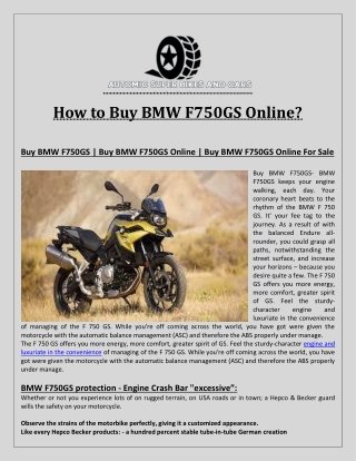 How to Buy BMW F750GS Online